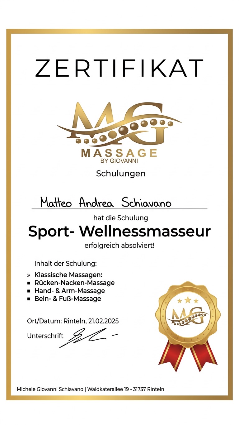 Zertifikat Massageausbildung